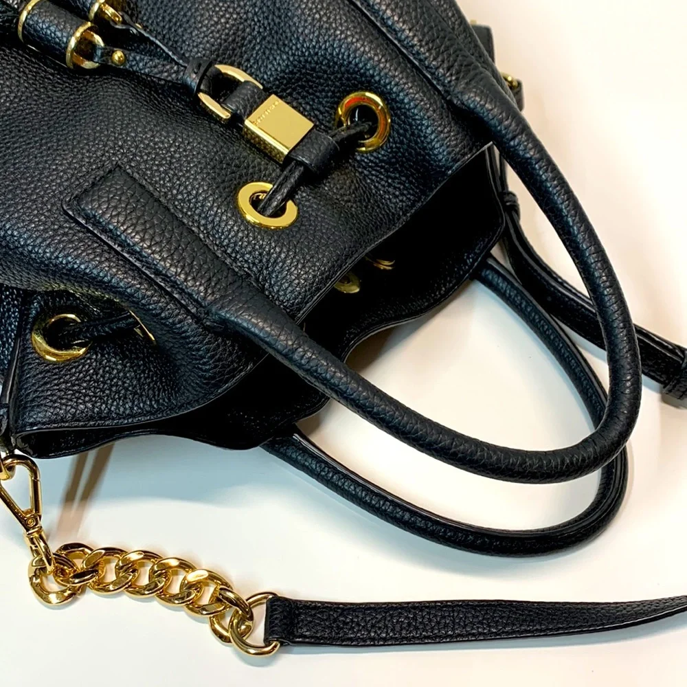 Michael Kors Black Leather Satchel with long strap - Picture 5 of 15